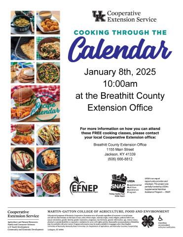 flyer for cooking through the calendar